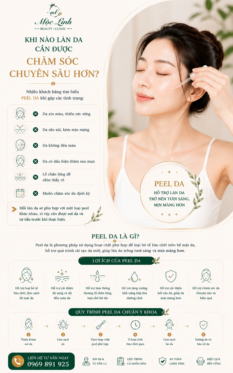 Peel da sinh học cải thiện mụn thâm tại Thẩm Mỹ Mộc Linh Hải Phòng